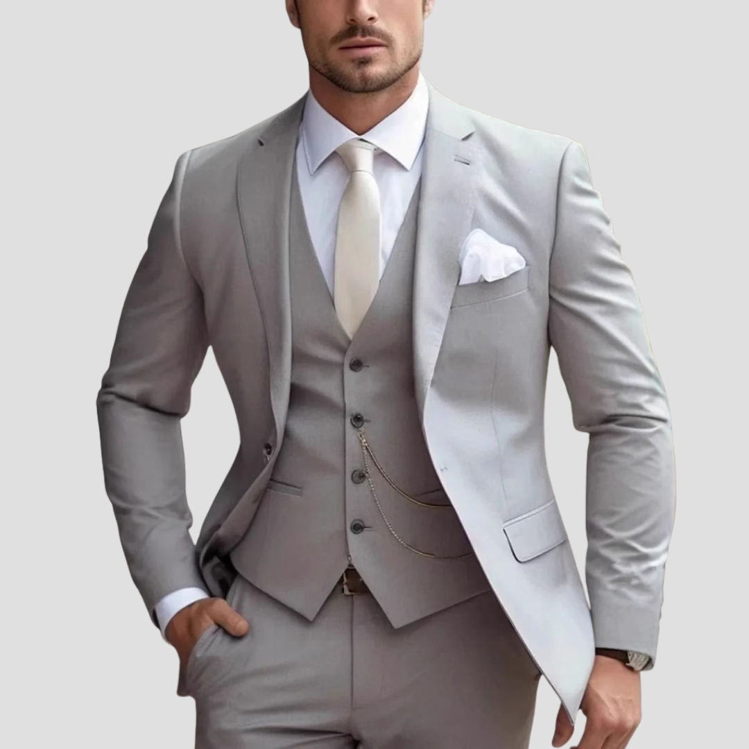 Men’s Three Piece Slim Fit Tailored Formal Suit Set