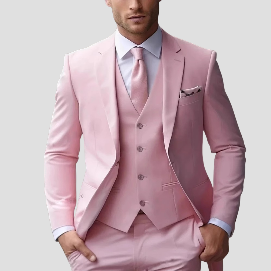 Men’s Three Piece Slim Fit Tailored Formal Suit Set