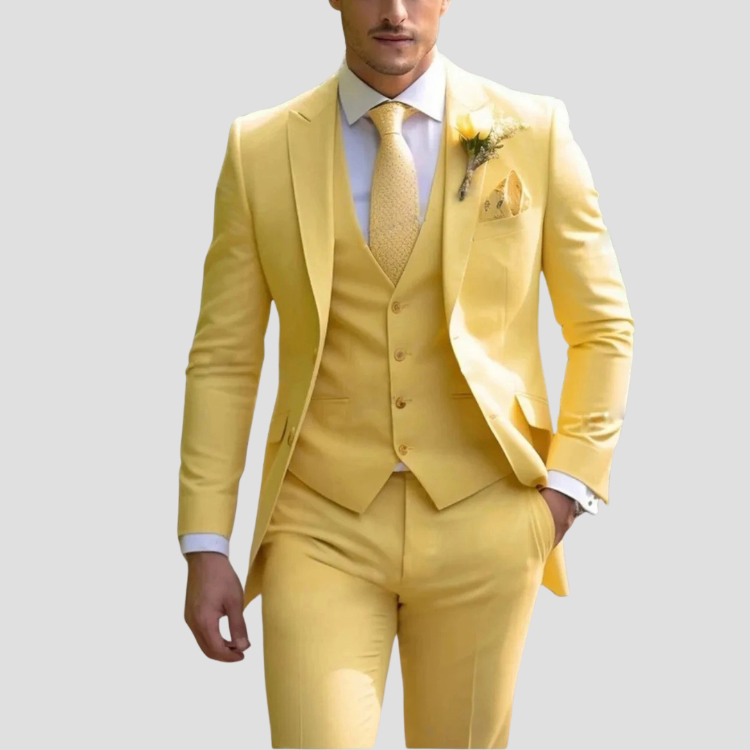 Men’s Three Piece Slim Fit Tailored Formal Suit Set
