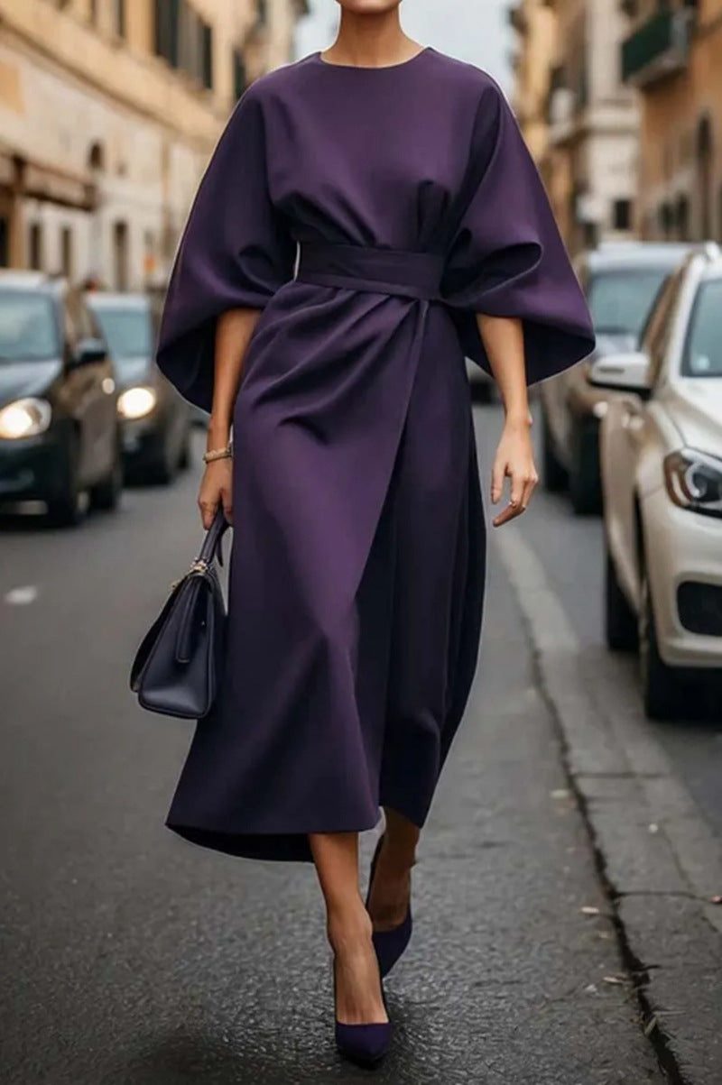 Women's Elegant Wide-Sleeve Midi Dress