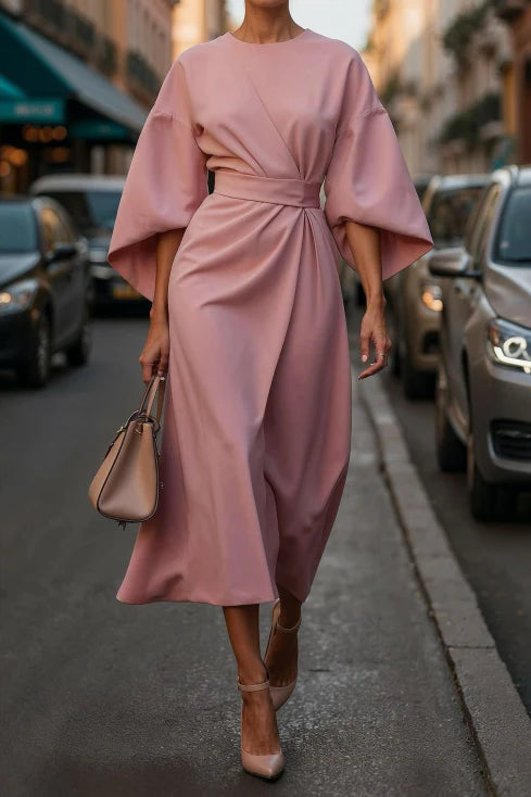 Women's Elegant Wide-Sleeve Midi Dress