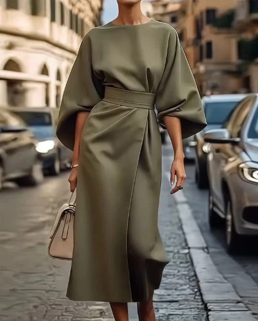 Women's Elegant Wide-Sleeve Midi Dress
