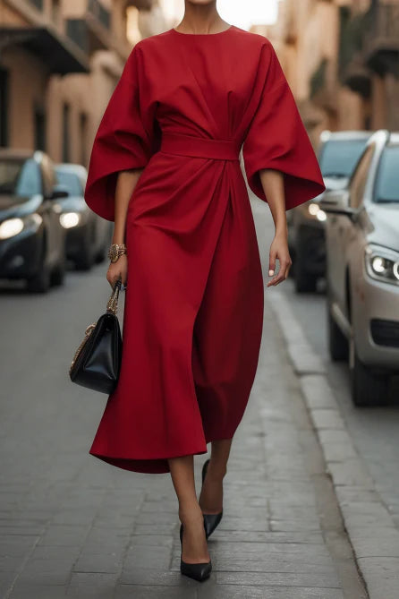 Women's Elegant Wide-Sleeve Midi Dress