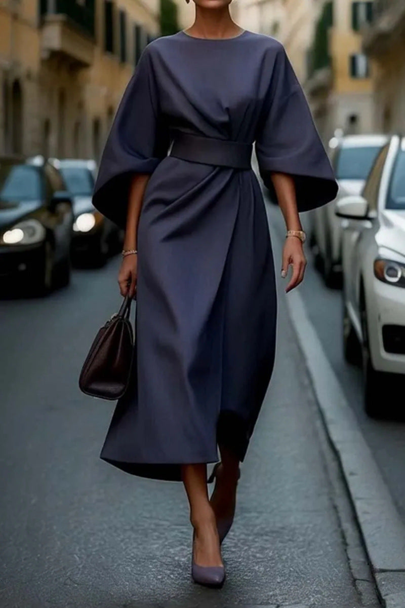 Women's Elegant Wide-Sleeve Midi Dress