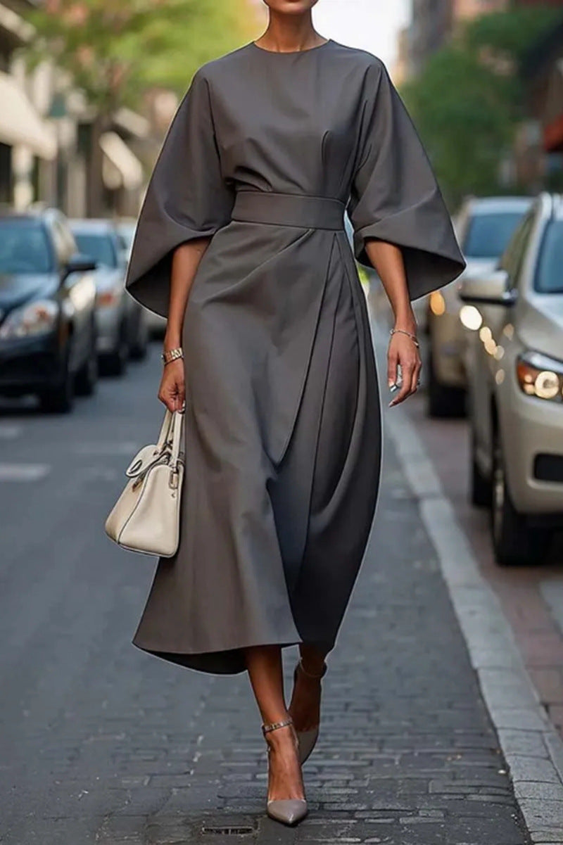 Women's Elegant Wide-Sleeve Midi Dress