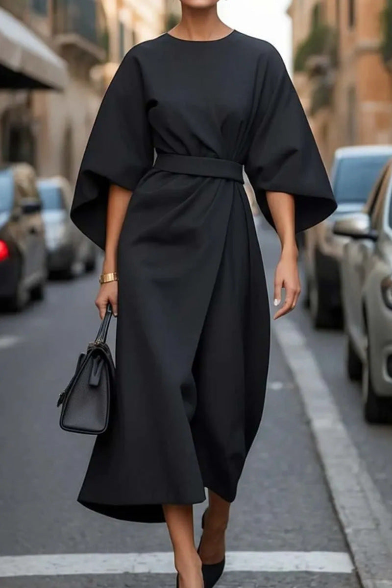 Women's Elegant Wide-Sleeve Midi Dress