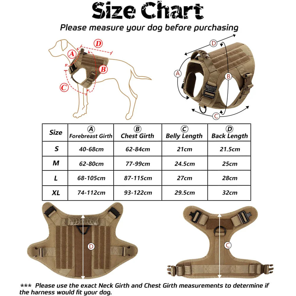 KrachtGrip Heavy Duty Tactical Dog Harness with Handle