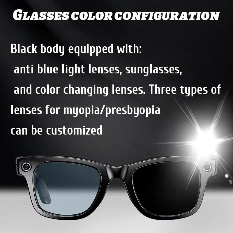Smart Camera Glasses with Photo, Video, AI Translation & Bluetooth Audio