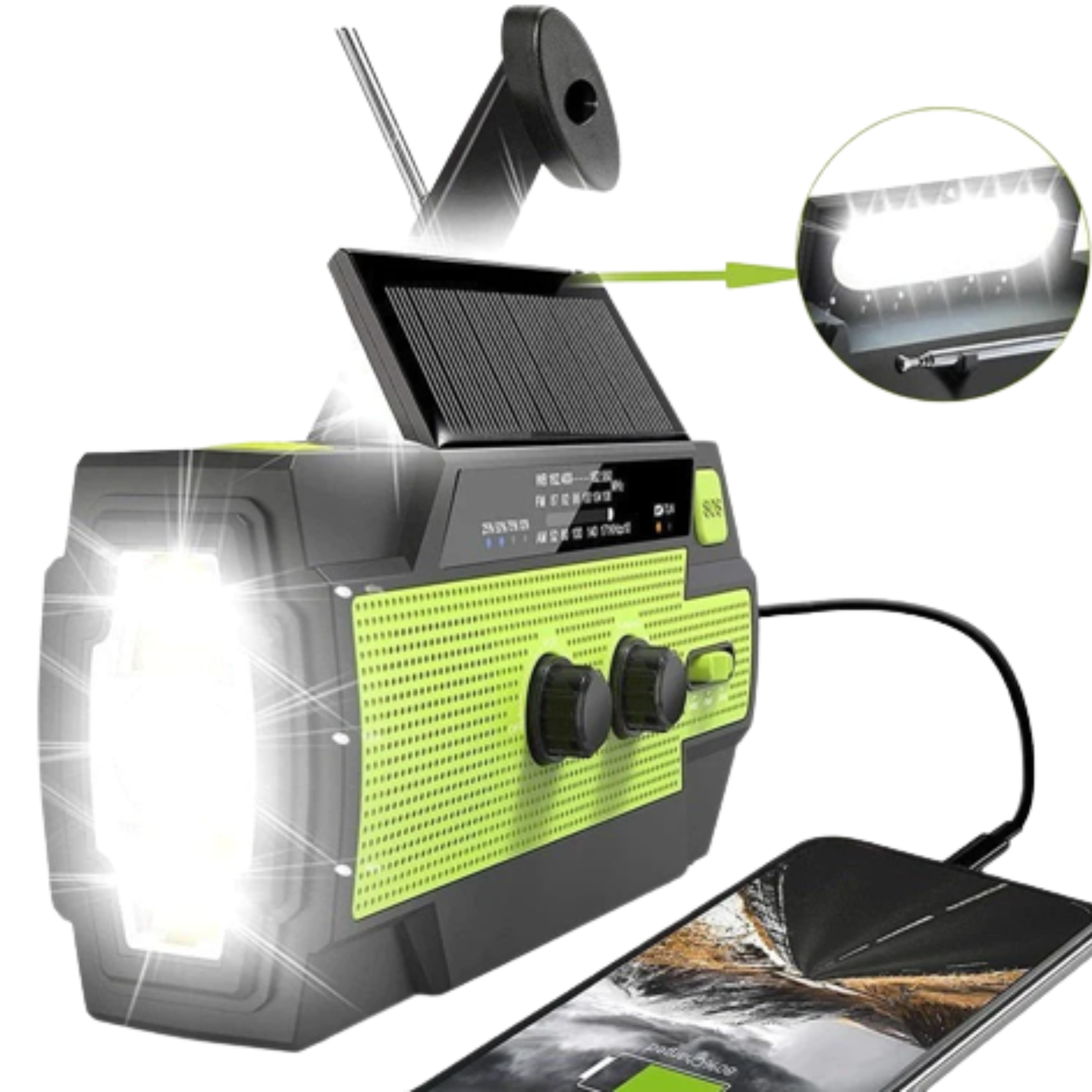 4000mAh Weather Radio with Hand Crank & Solar Charging