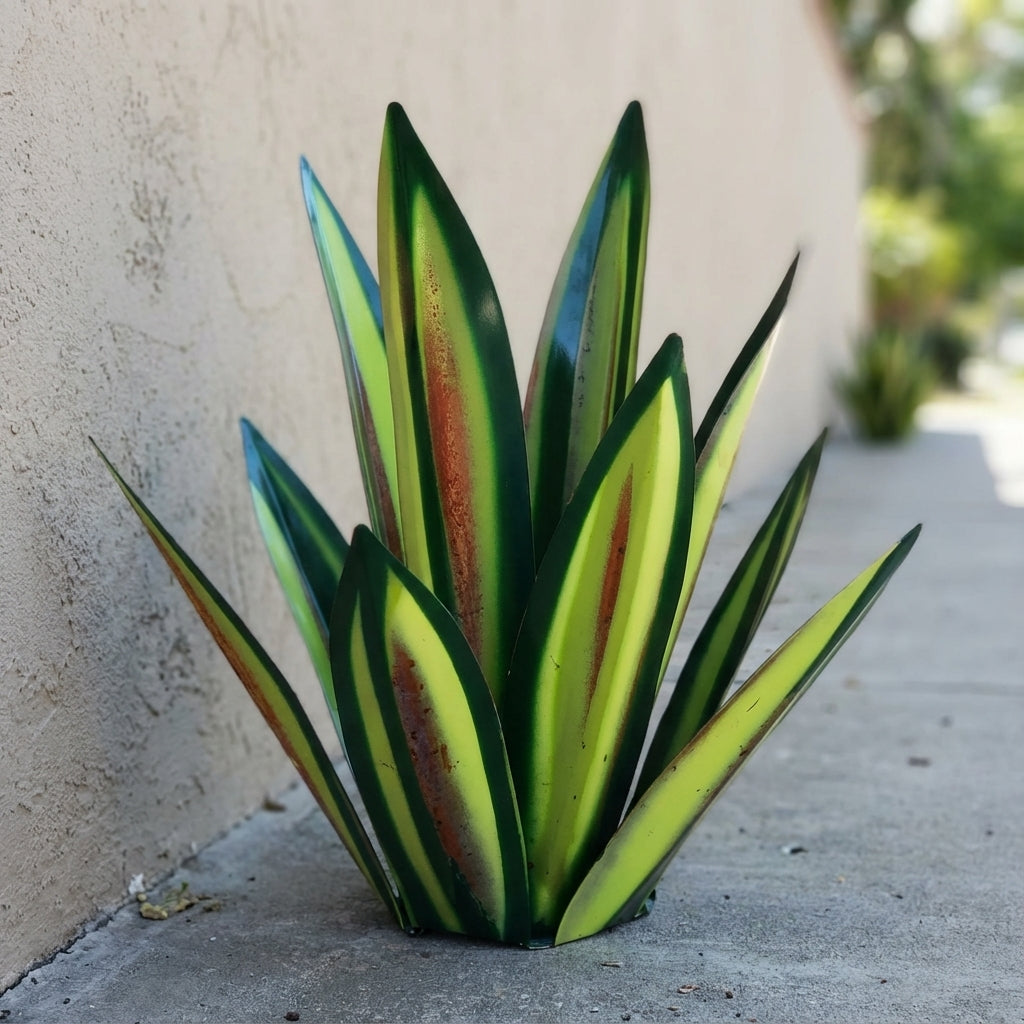 Handcrafted Solar Agave Garden Sculpture