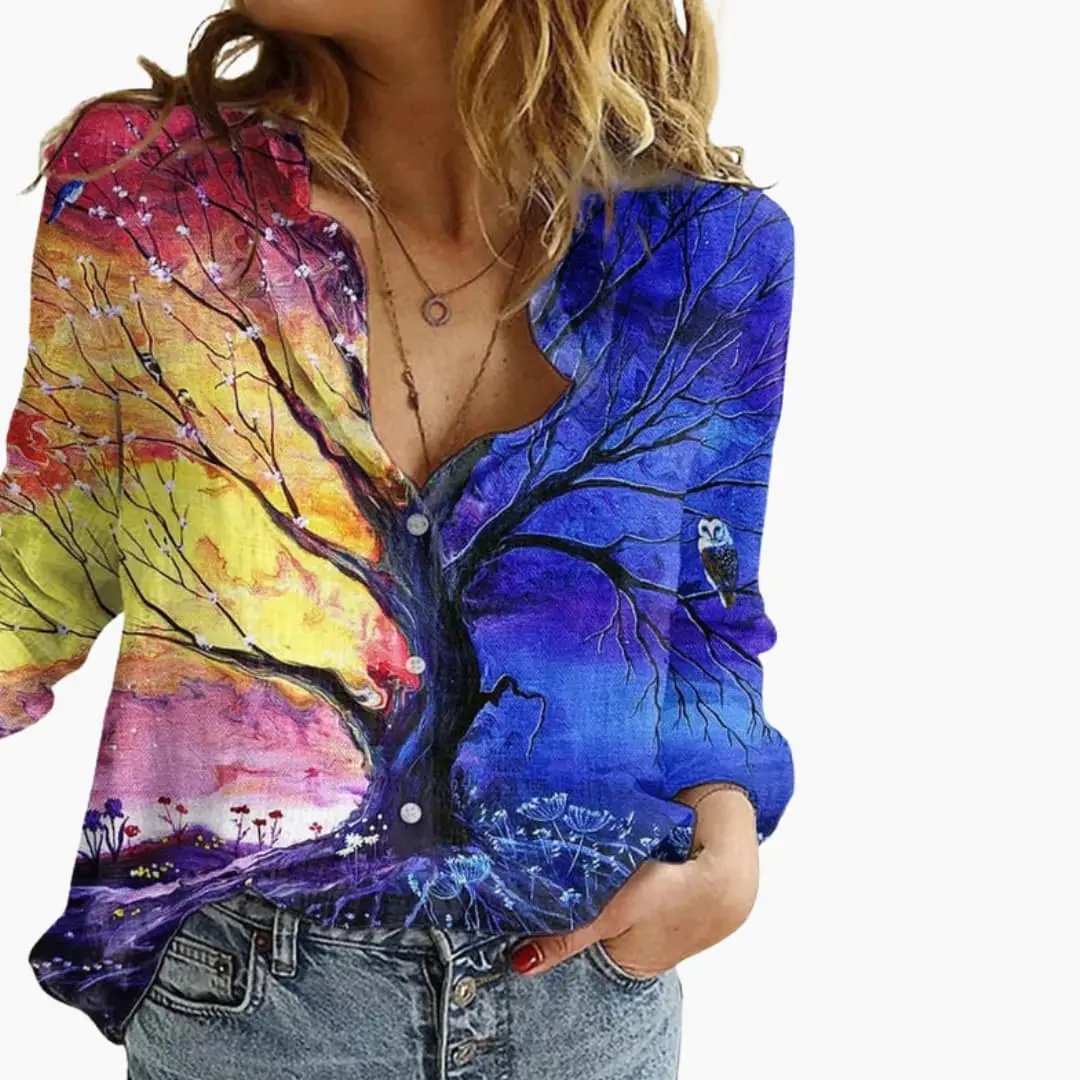 Women’s Artistic Print Casual Blouse