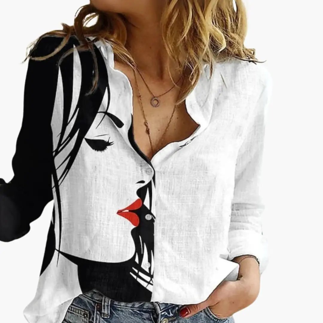 Women’s Artistic Print Casual Blouse