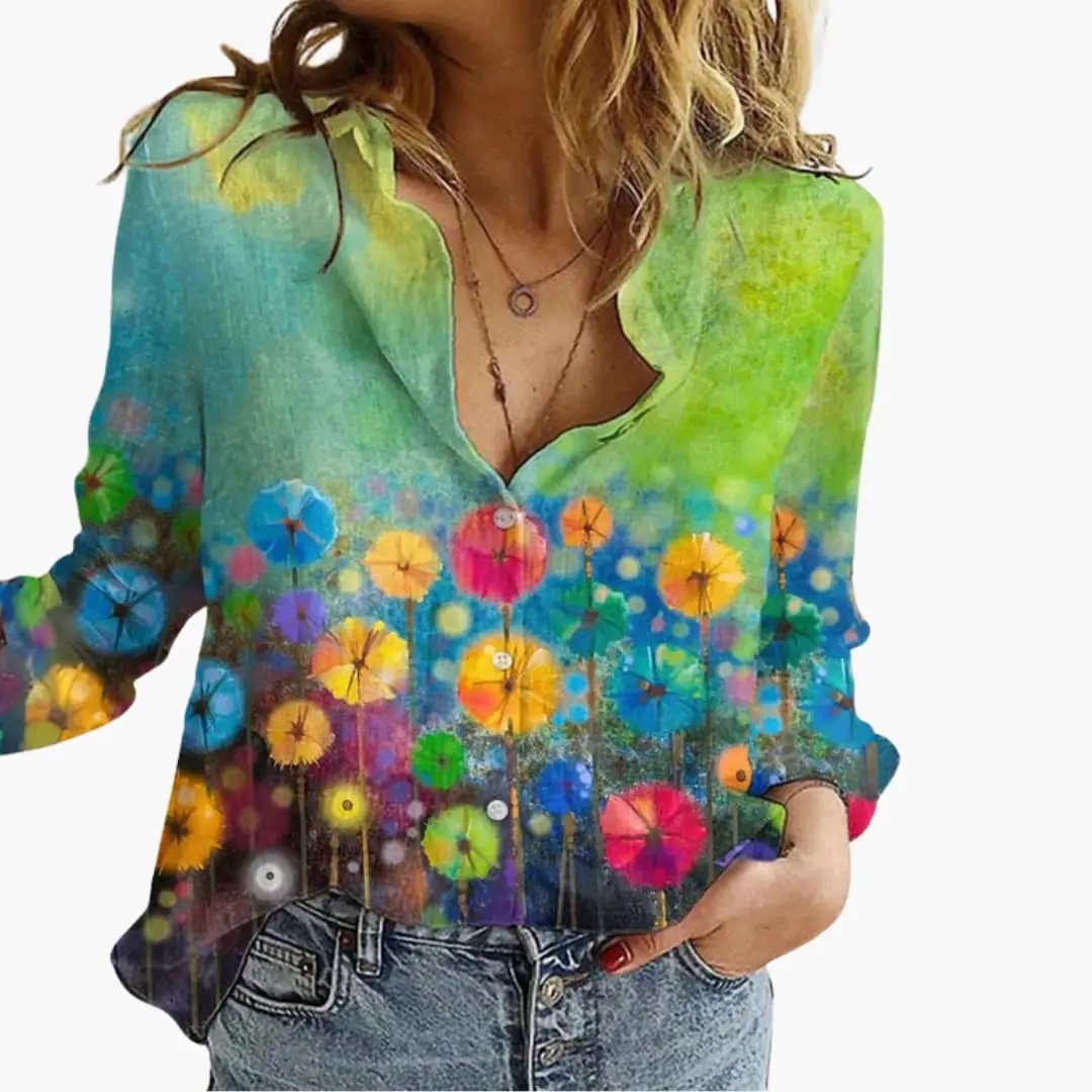 Women’s Artistic Print Casual Blouse