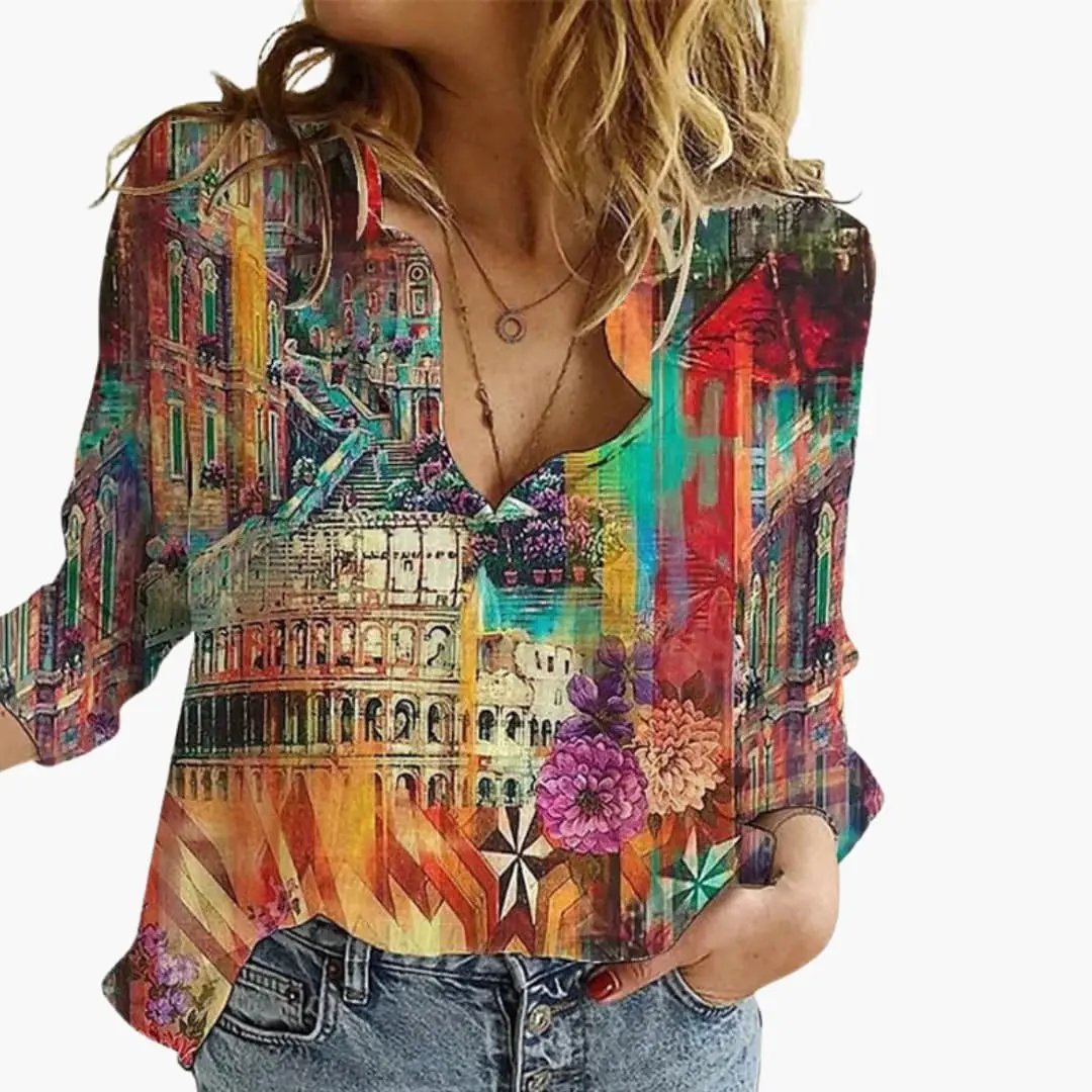 Women’s Artistic Print Casual Blouse
