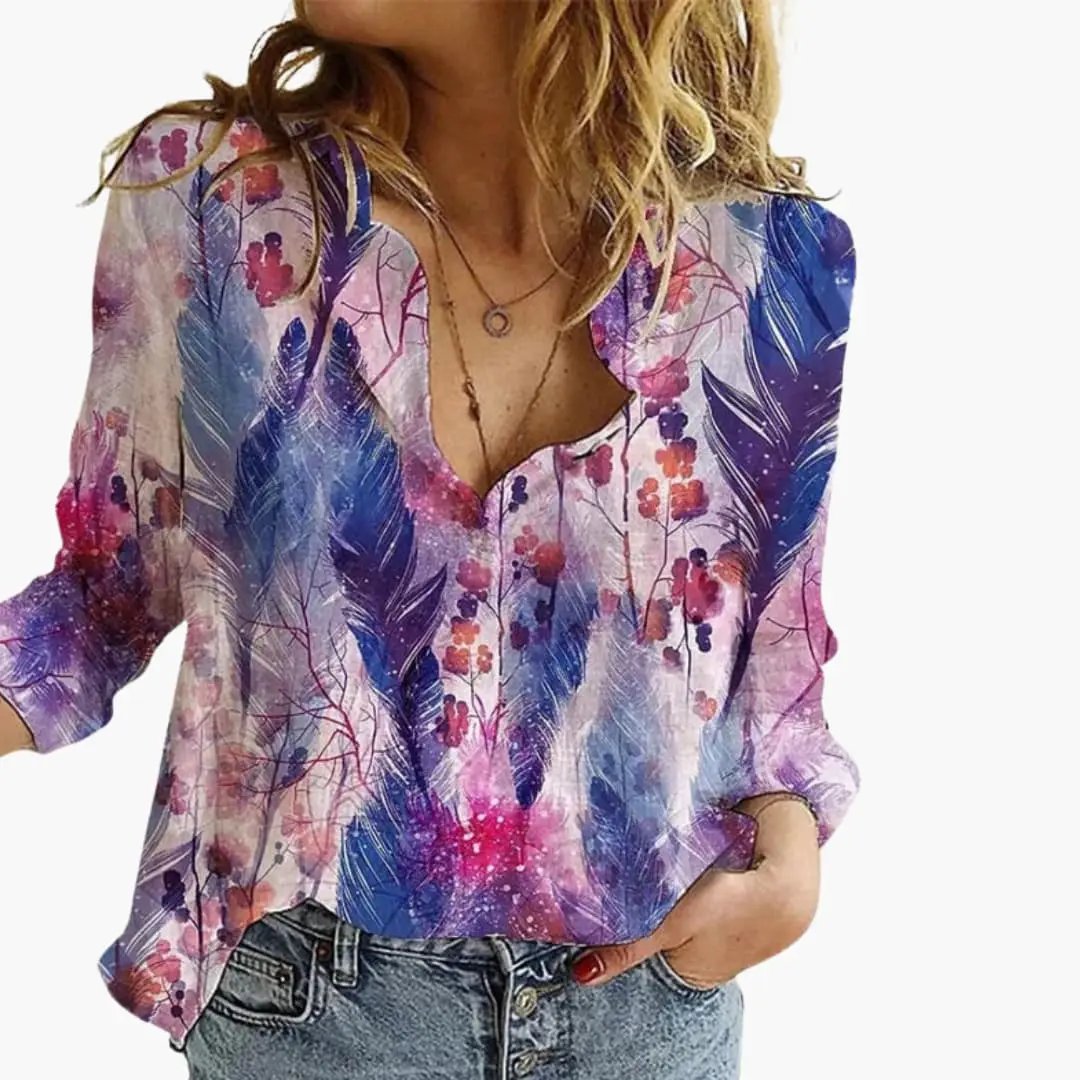 Women’s Artistic Print Casual Blouse