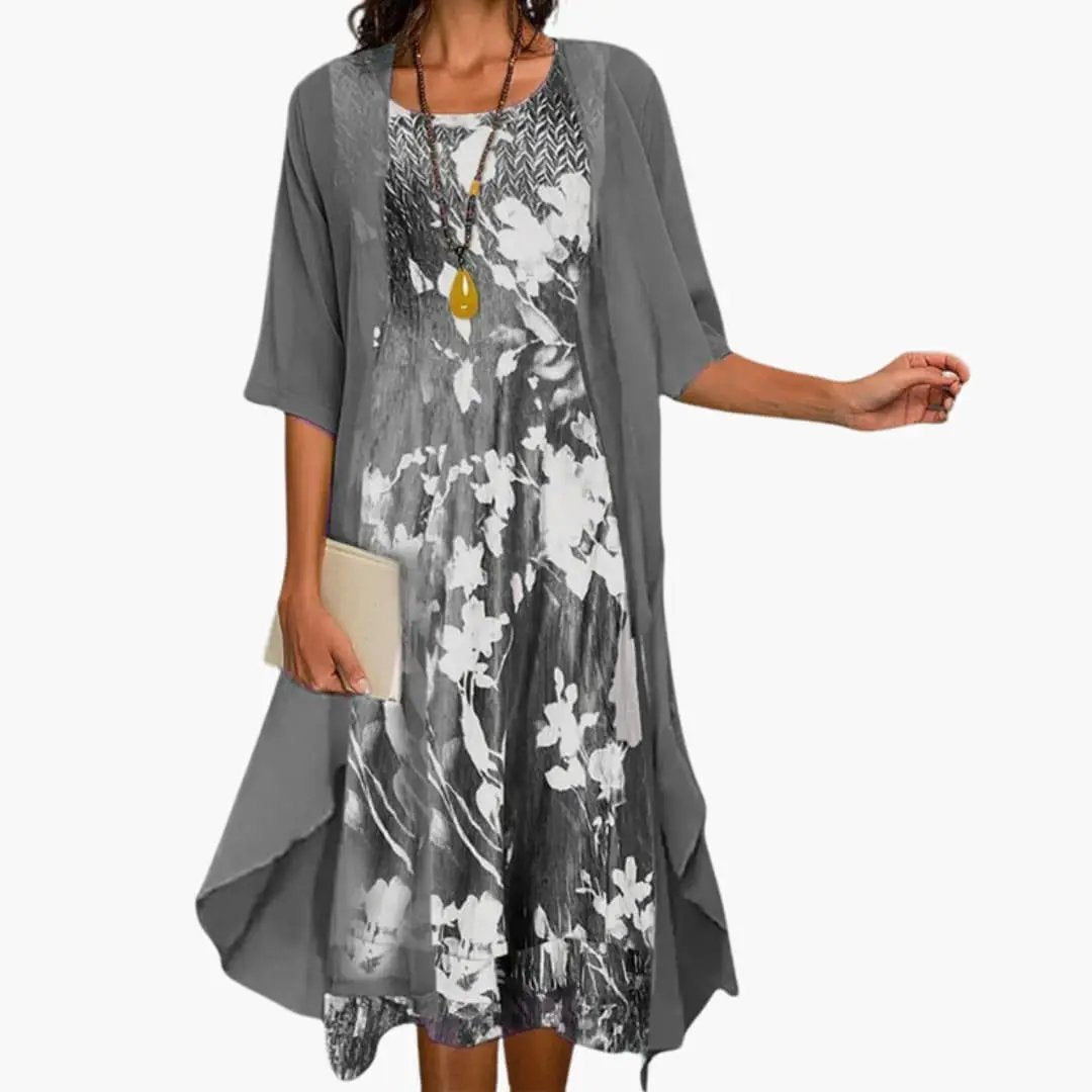 Women’s Floral Dress and Cardigan Set
