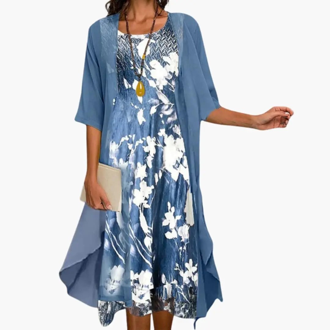 Women’s Floral Dress and Cardigan Set
