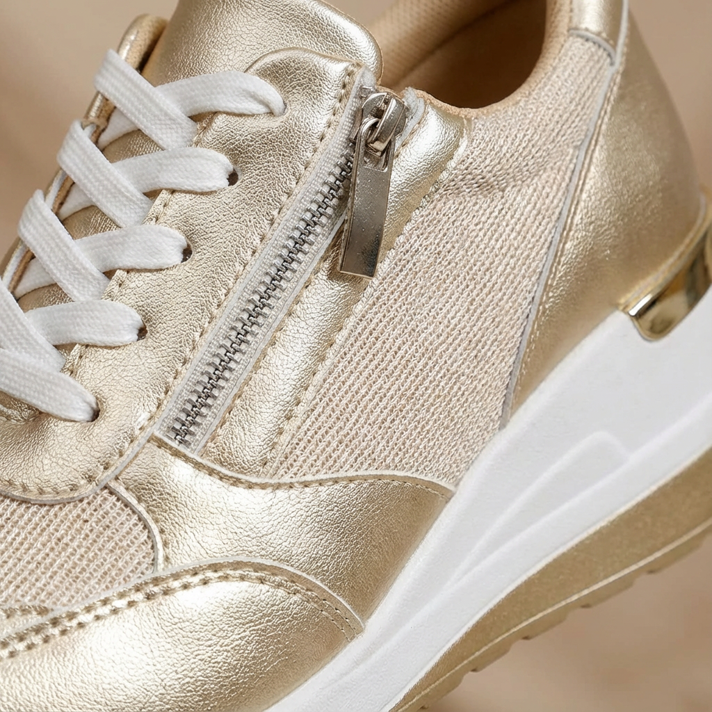 Women’s Stylish Wedge Trainers with Side Zip