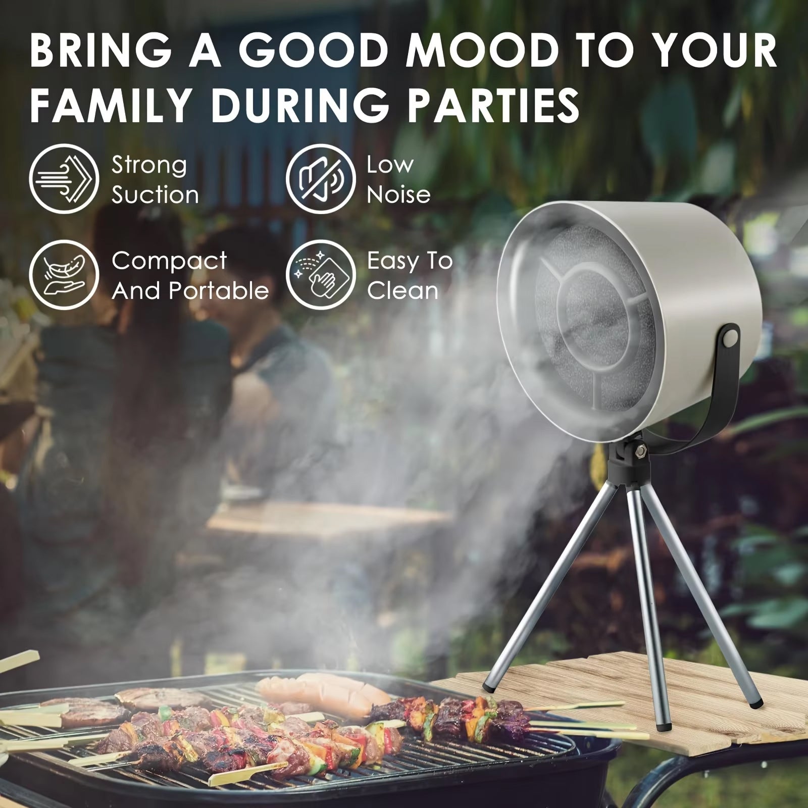 AirLifto Portable Extractor Fan - Mini Desktop Range Hood - Reusable Washable Polymer Filter Spiral Suction - USB C Cordless Power