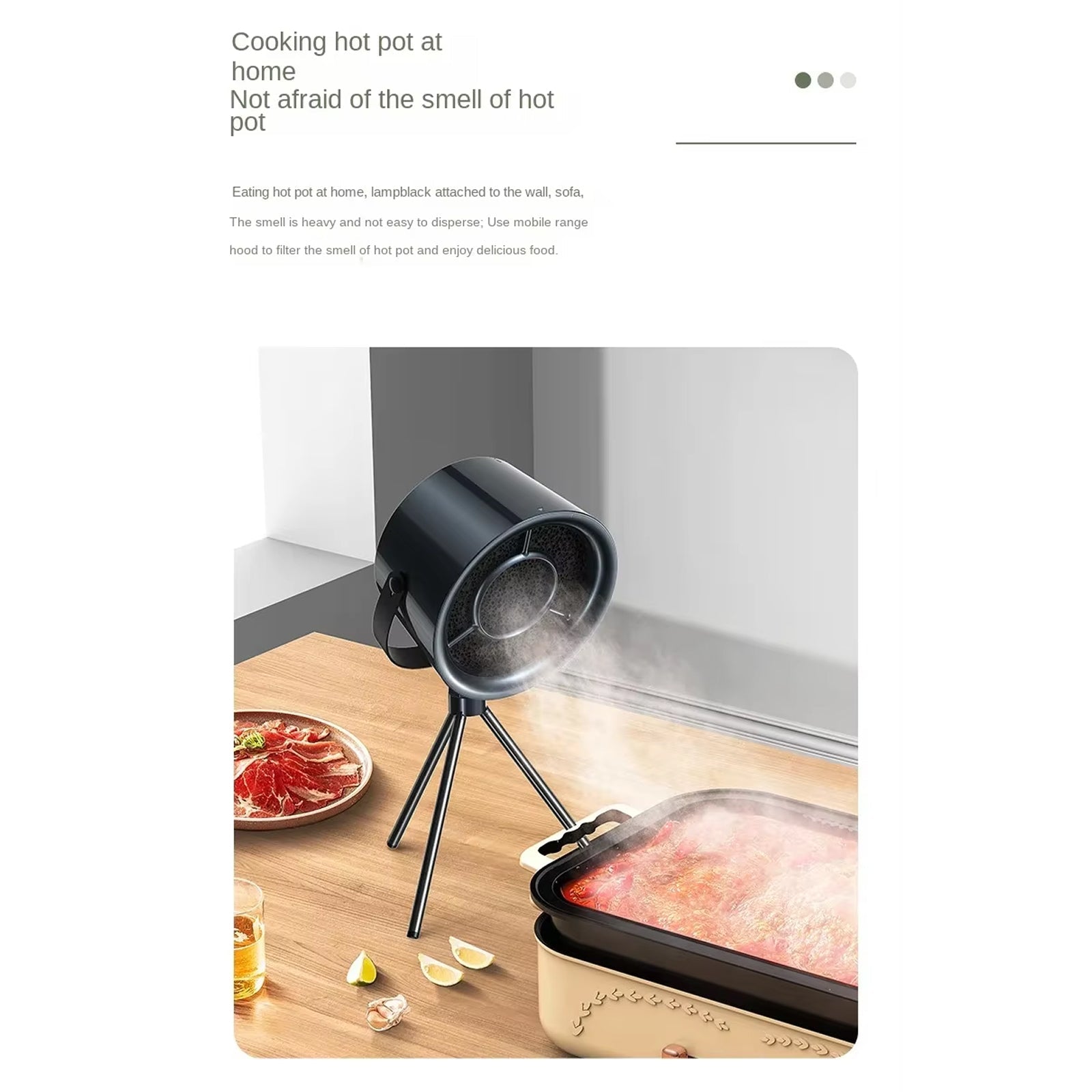 AirLifto Portable Extractor Fan - Mini Desktop Range Hood - Reusable Washable Polymer Filter Spiral Suction - USB C Cordless Power