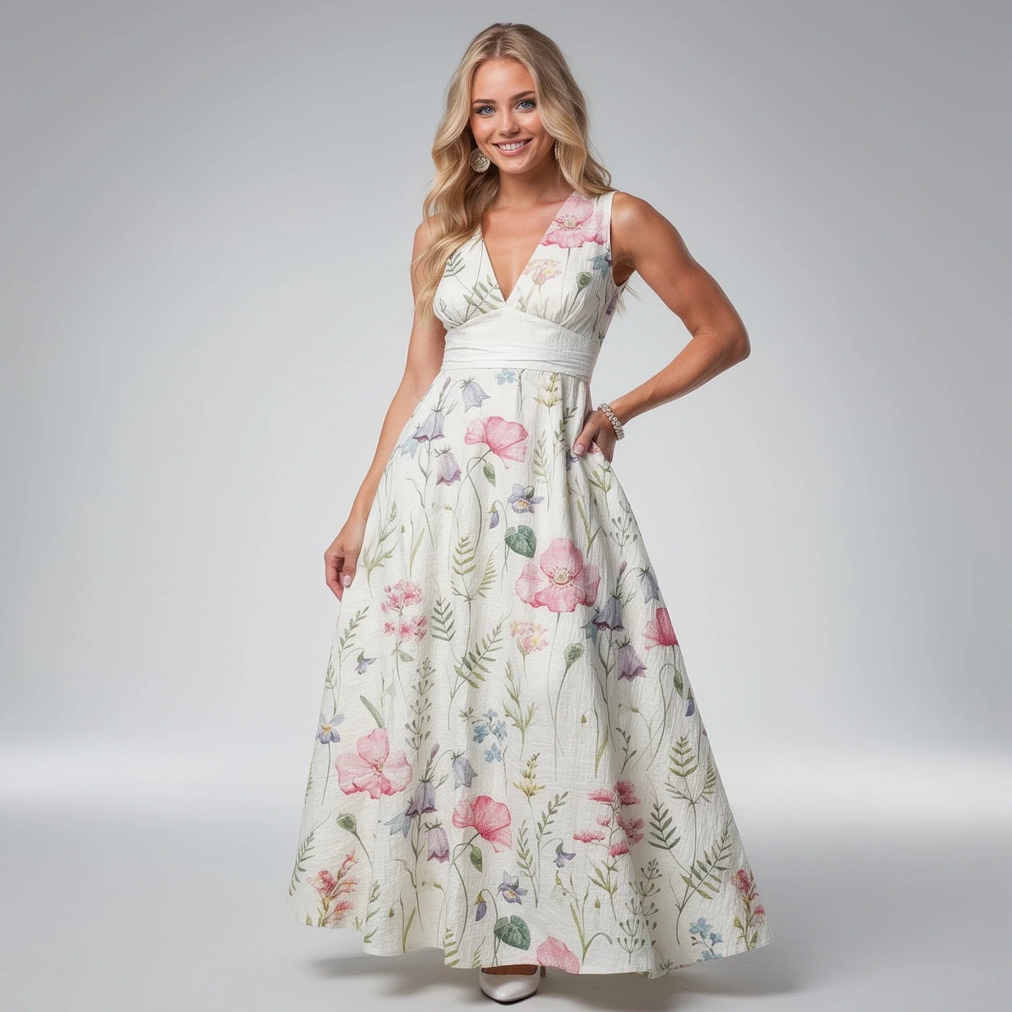 Women's Summer V-neck Elegant Maxi Dress