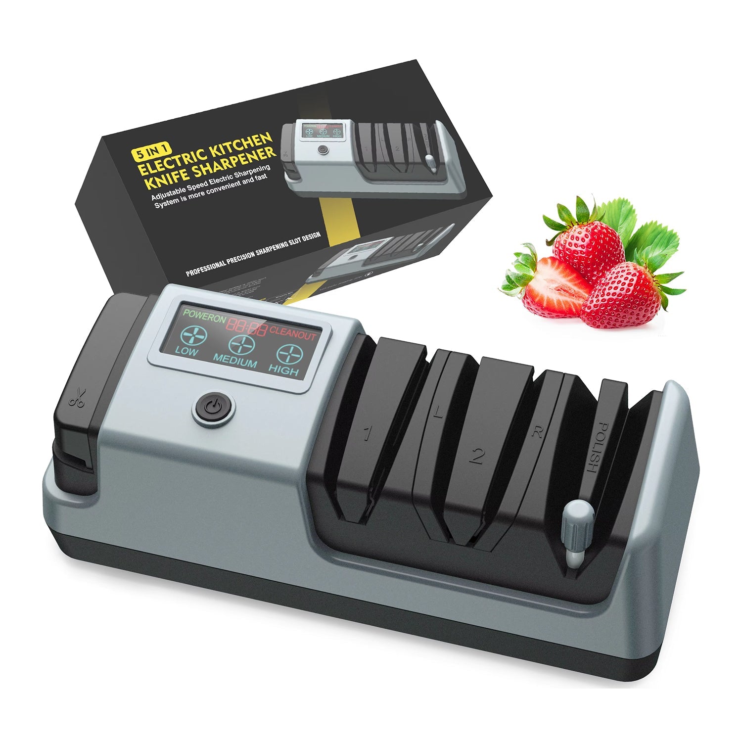 BladeEZgo Electric Knife Sharpener - Adjustable Angle System - 32.5-Degree Quick-Release Baffles - Lift-Up Scissor Sharpening - Compact Kitchen Tool