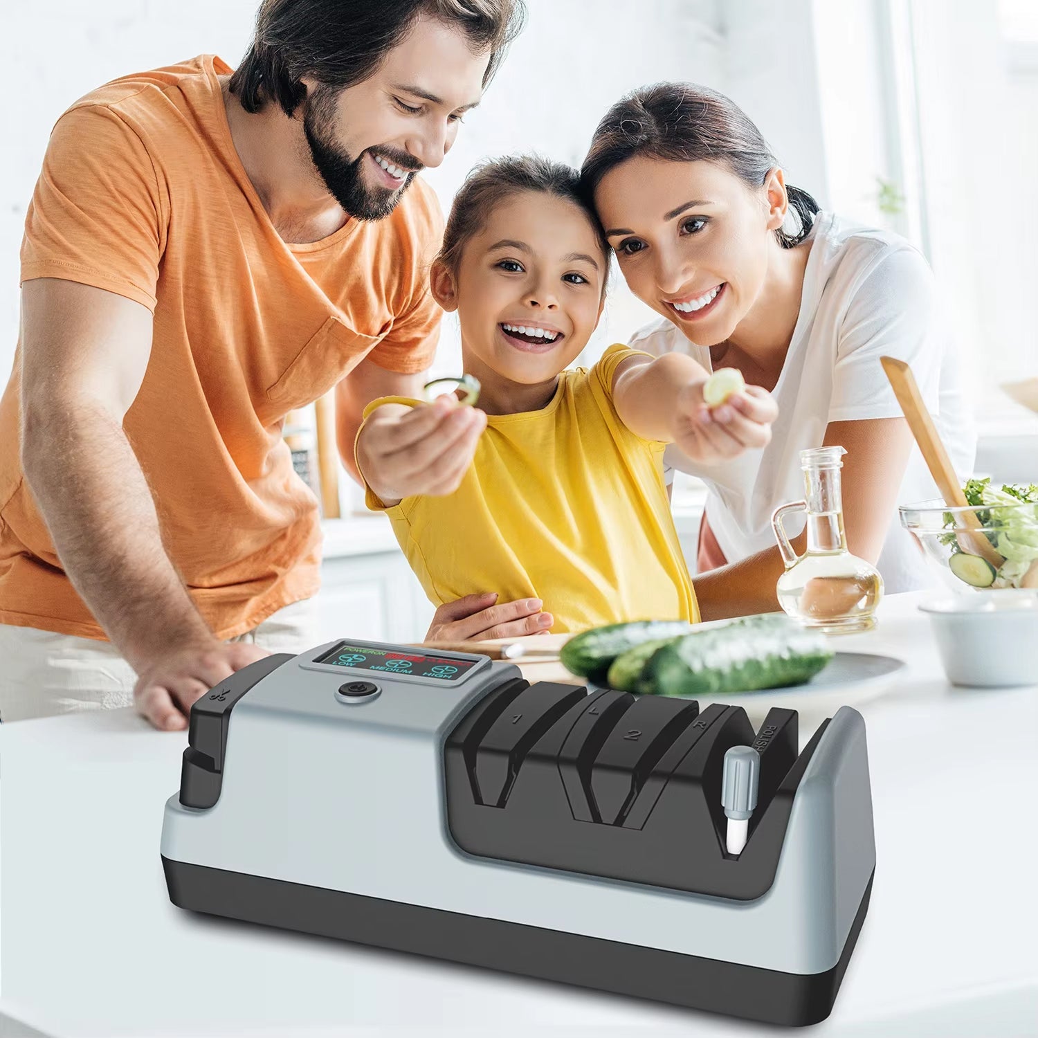 BladeEZgo Electric Knife Sharpener - Adjustable Angle System - 32.5-Degree Quick-Release Baffles - Lift-Up Scissor Sharpening - Compact Kitchen Tool