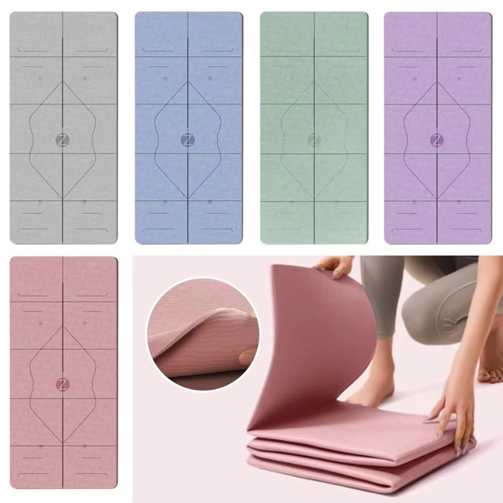 BreziFit Non-Slip Eco-Friendly Yoga Mat – TPE Material, Alignment Lines & 6mm Extra Cushioning