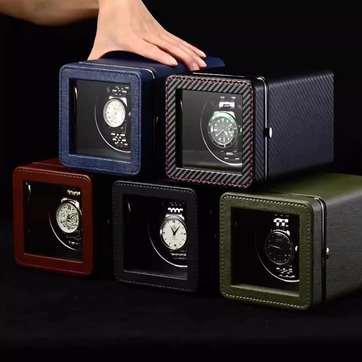 ChroniNova Watch Winder - Ultra Quiet Japanese Motor - Automatic Movement Protection - 5 Rotation Modes - USB-C Luxury Display Box
