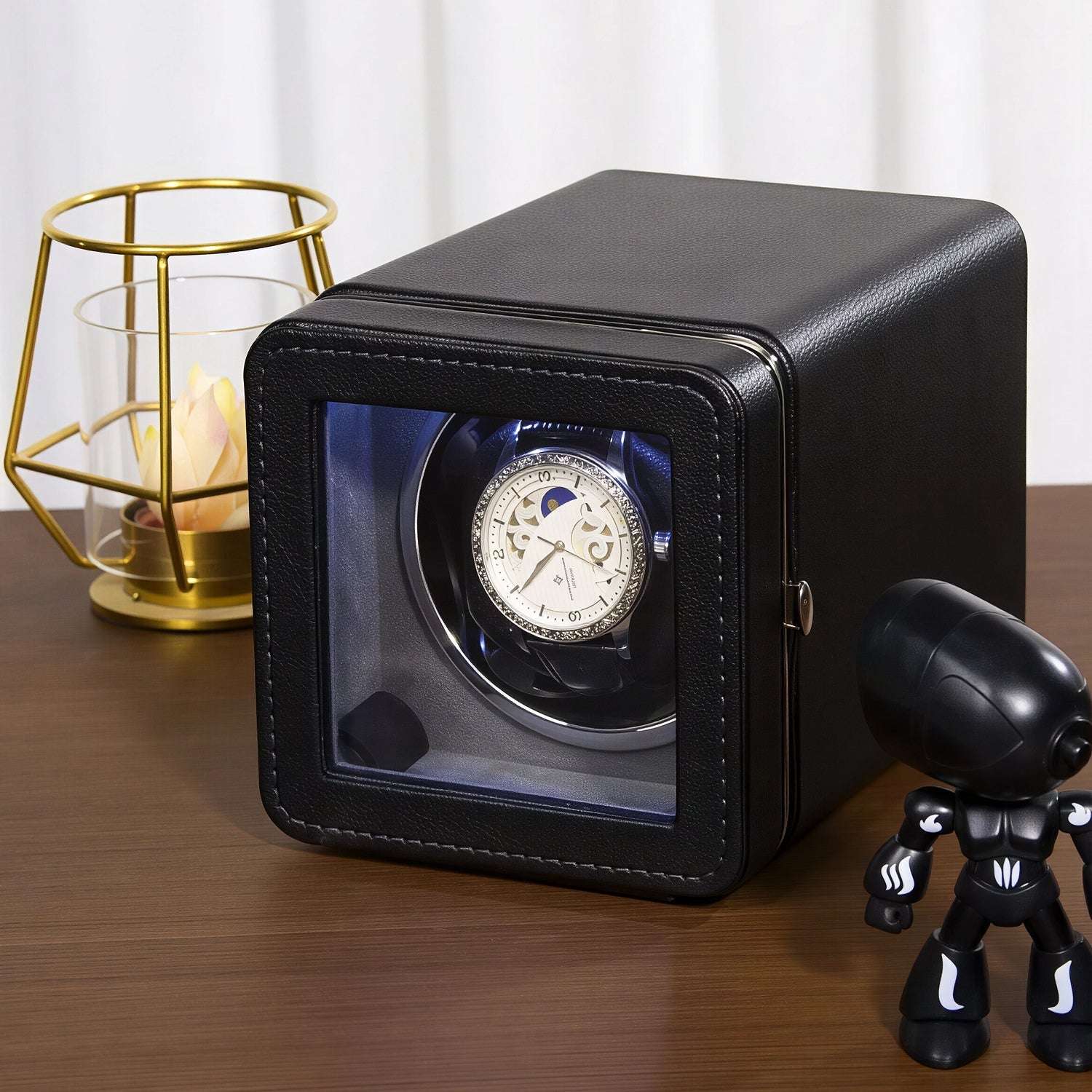ChroniNova Watch Winder - Ultra Quiet Japanese Motor - Automatic Movement Protection - 5 Rotation Modes - USB-C Luxury Display Box