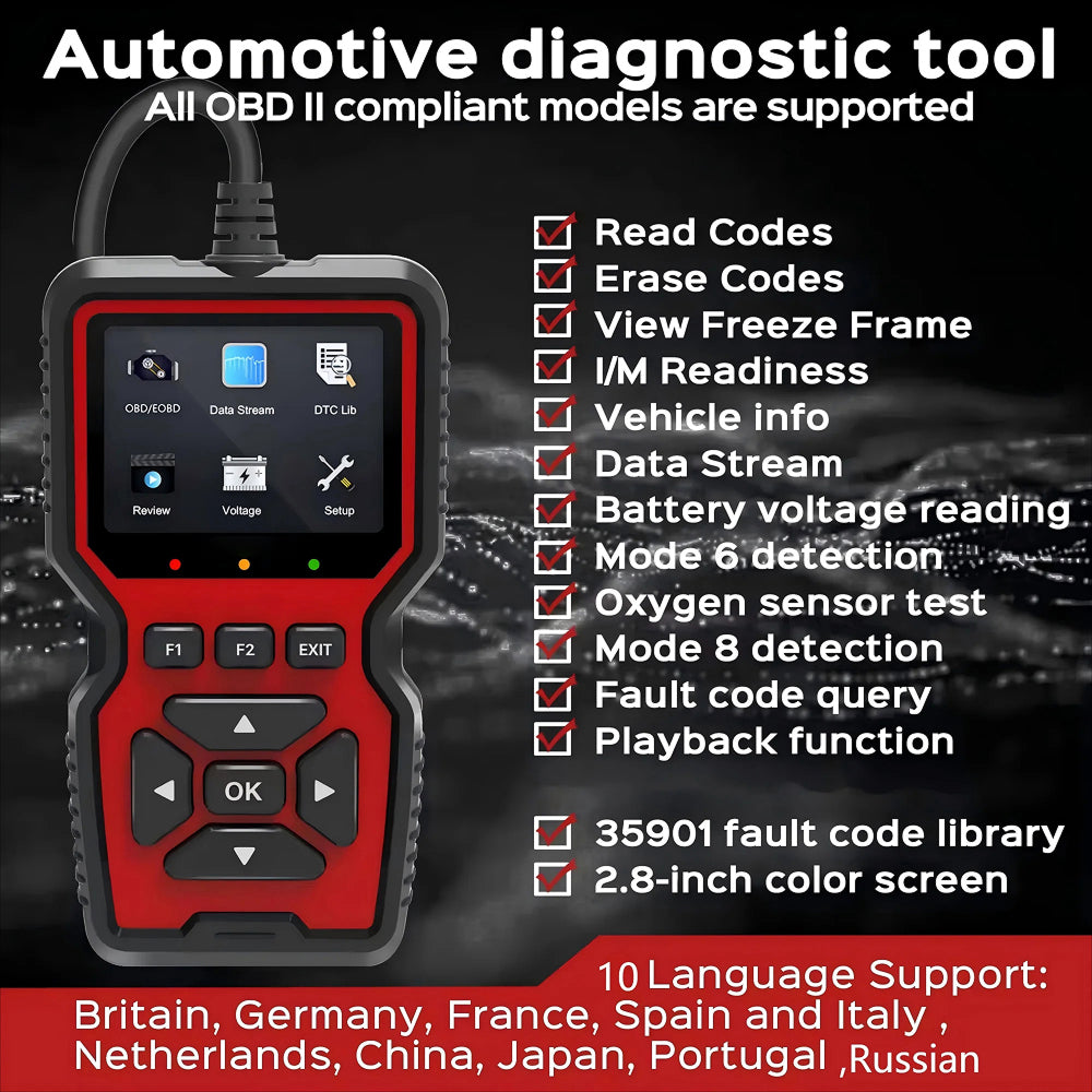 CodiRedix Professional OBD2 Scanner – 35,000 DTC Library, Mode 6/8 Emissions & Battery Diagnostics
