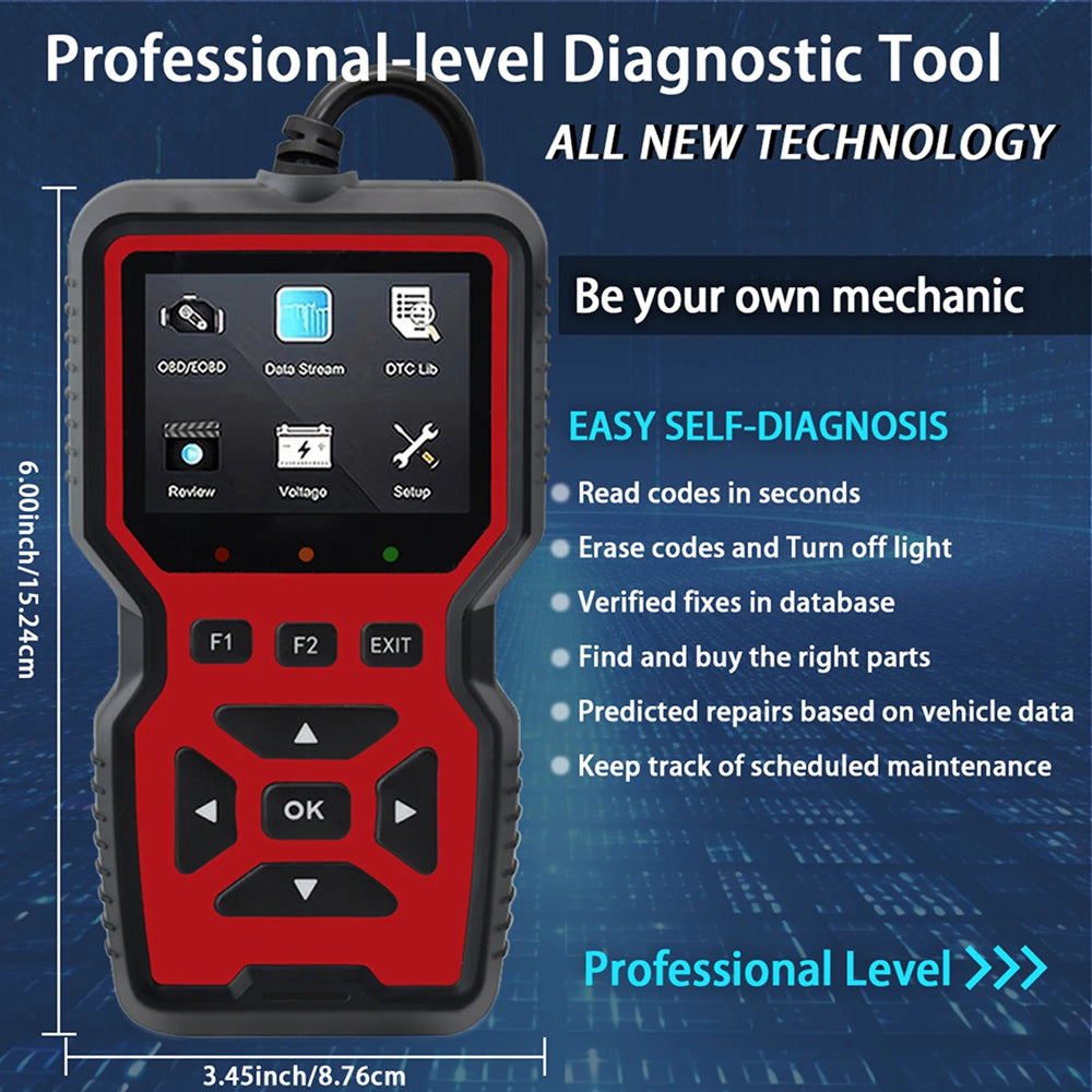 CodiRedix Professional OBD2 Scanner – 35,000 DTC Library, Mode 6/8 Emissions & Battery Diagnostics