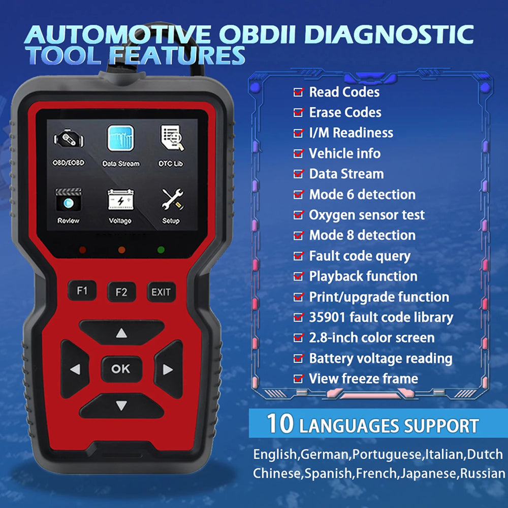 CodiRedix Professional OBD2 Scanner – 35,000 DTC Library, Mode 6/8 Emissions & Battery Diagnostics