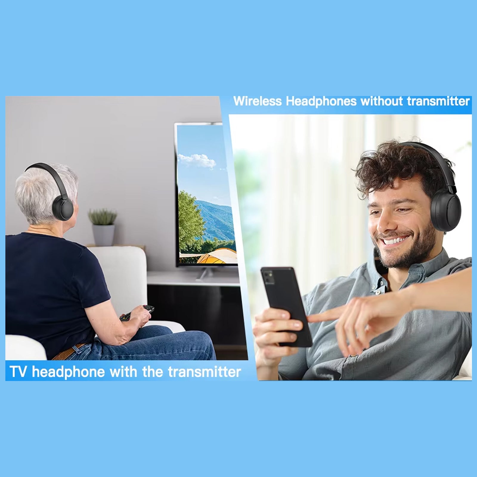 TV Headphones For Hearing Impaired | Wireless TV Headset | Bluetooth 2.4G