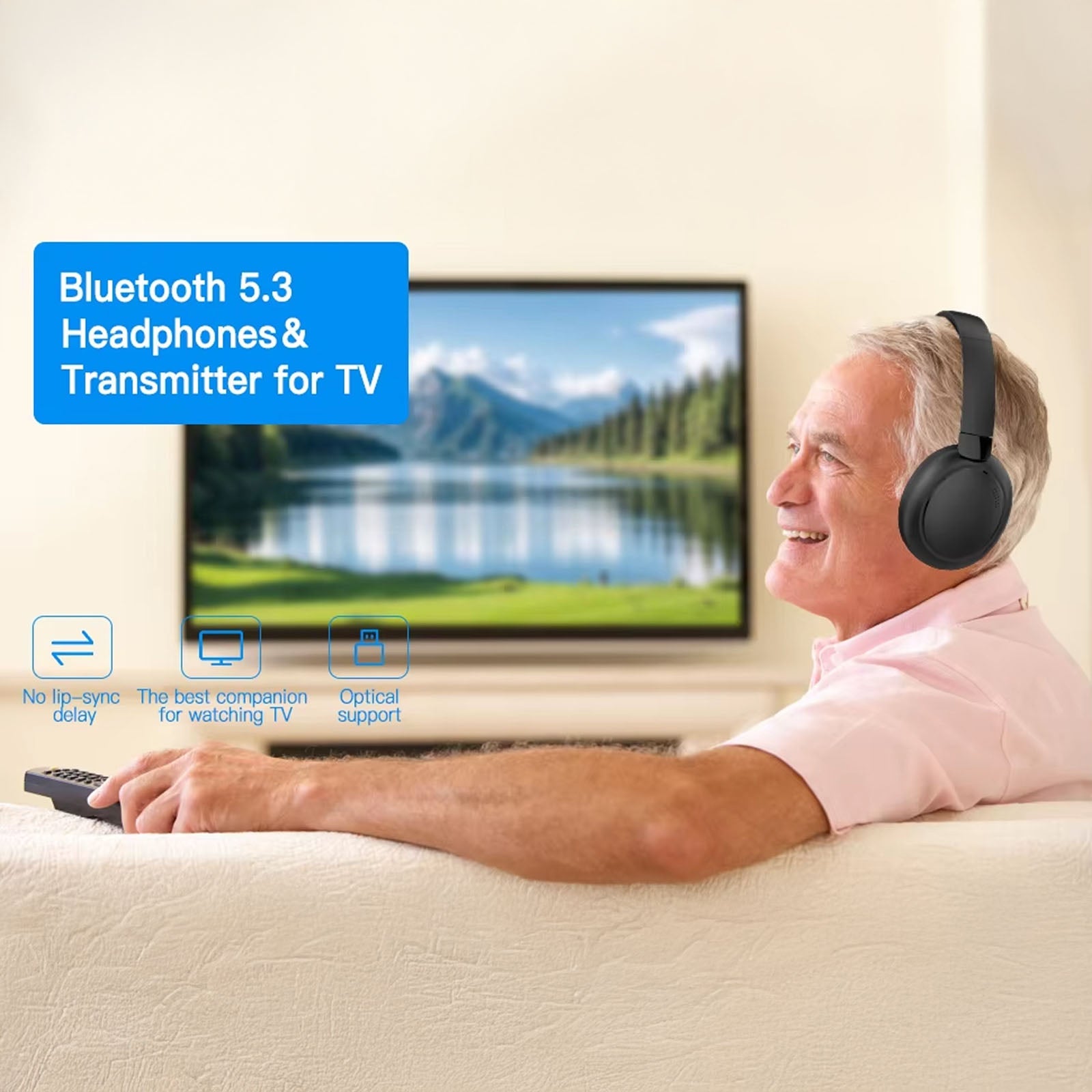 TV Headphones For Hearing Impaired | Wireless TV Headset | Bluetooth 2.4G