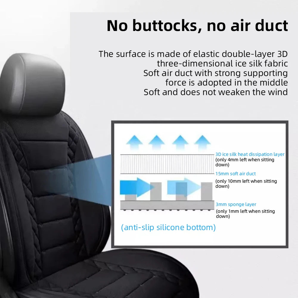 FrosiSeat Cooling Car Seat Covers | Built In Cooling Fan | 3D Ice Silk Fabric | Detachable Design | USB Power Support