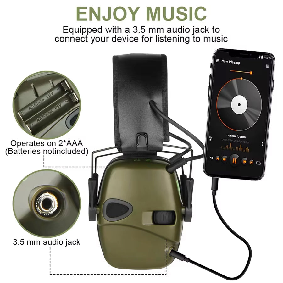 DecilMaxi Electronic Shooting Earmuffs, NRR 22dB Noise Reduction with Sound Amplification, 0.1s Reaction Tactical Ear Protection for Hunting & Range