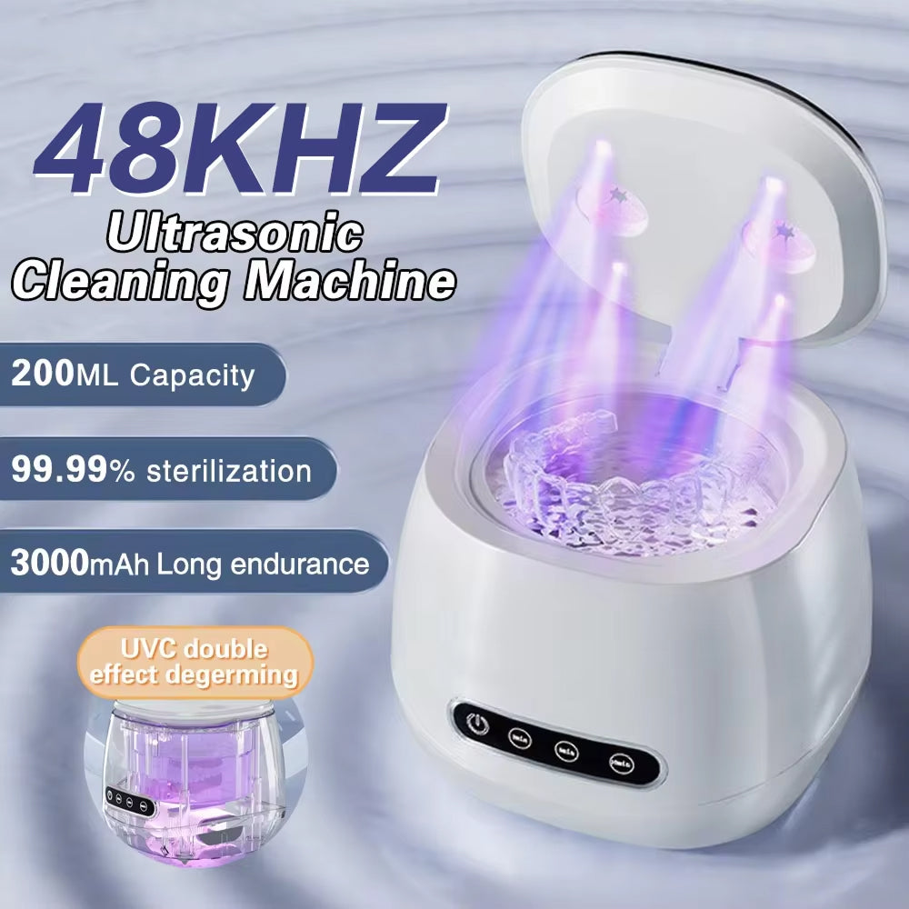 Ultrasonic Retainer Cleaner | 52kHz Deep Clean | Dual UV Sterilization | 3000mAh Battery