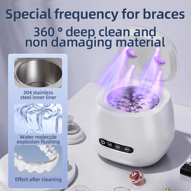 Ultrasonic Retainer Cleaner | 52kHz Deep Clean | Dual UV Sterilization | 3000mAh Battery