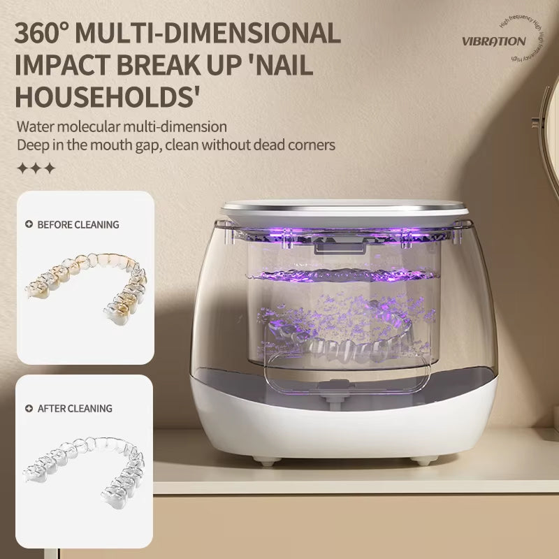 Ultrasonic Retainer Cleaner | 52kHz Deep Clean | Dual UV Sterilization | 3000mAh Battery