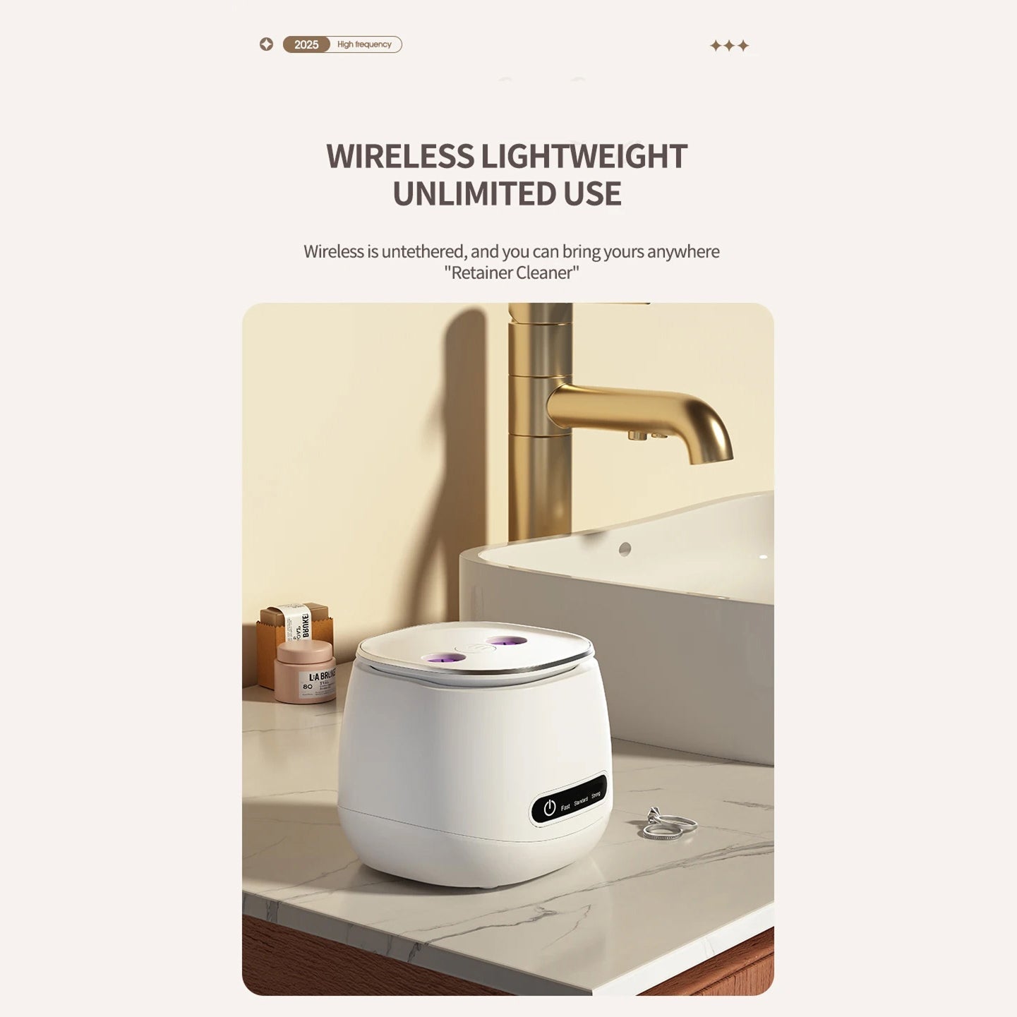 Ultrasonic Retainer Cleaner | 52kHz Deep Clean | Dual UV Sterilization | 3000mAh Battery