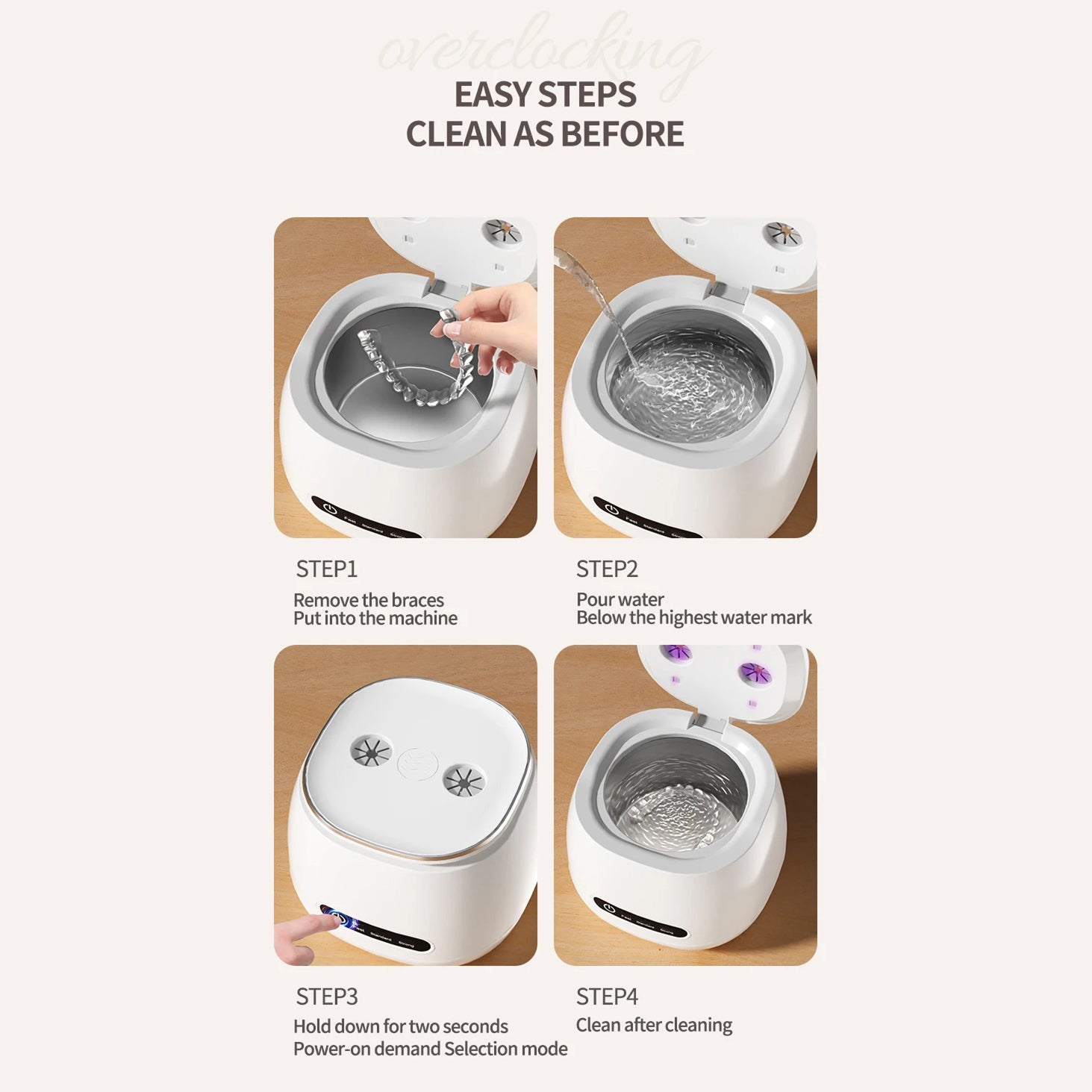 Ultrasonic Retainer Cleaner | 52kHz Deep Clean | Dual UV Sterilization | 3000mAh Battery