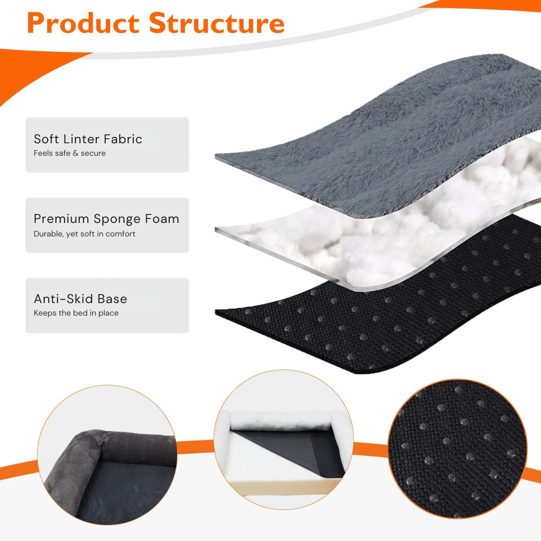 XL Orthopedic Dog Bed | Waterproof, Sofa-Style Bolster | Fits German Shepherd, Golden Retriever, Lab | Grey, Washable, Supportive Memory Foam