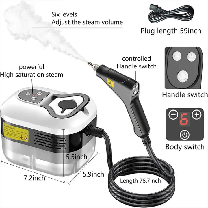 High Pressure Steam Cleaner 2500W with Protective Gloves
