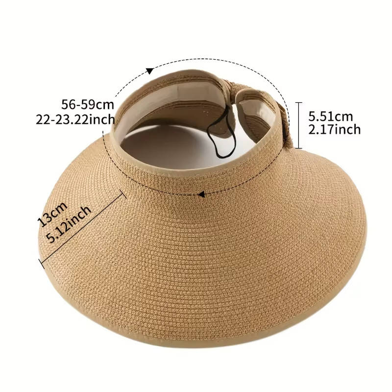 Womens Wide Brim Straw Hat with Bow, Foldable Sun Hat Casual Beach Summer Accessory