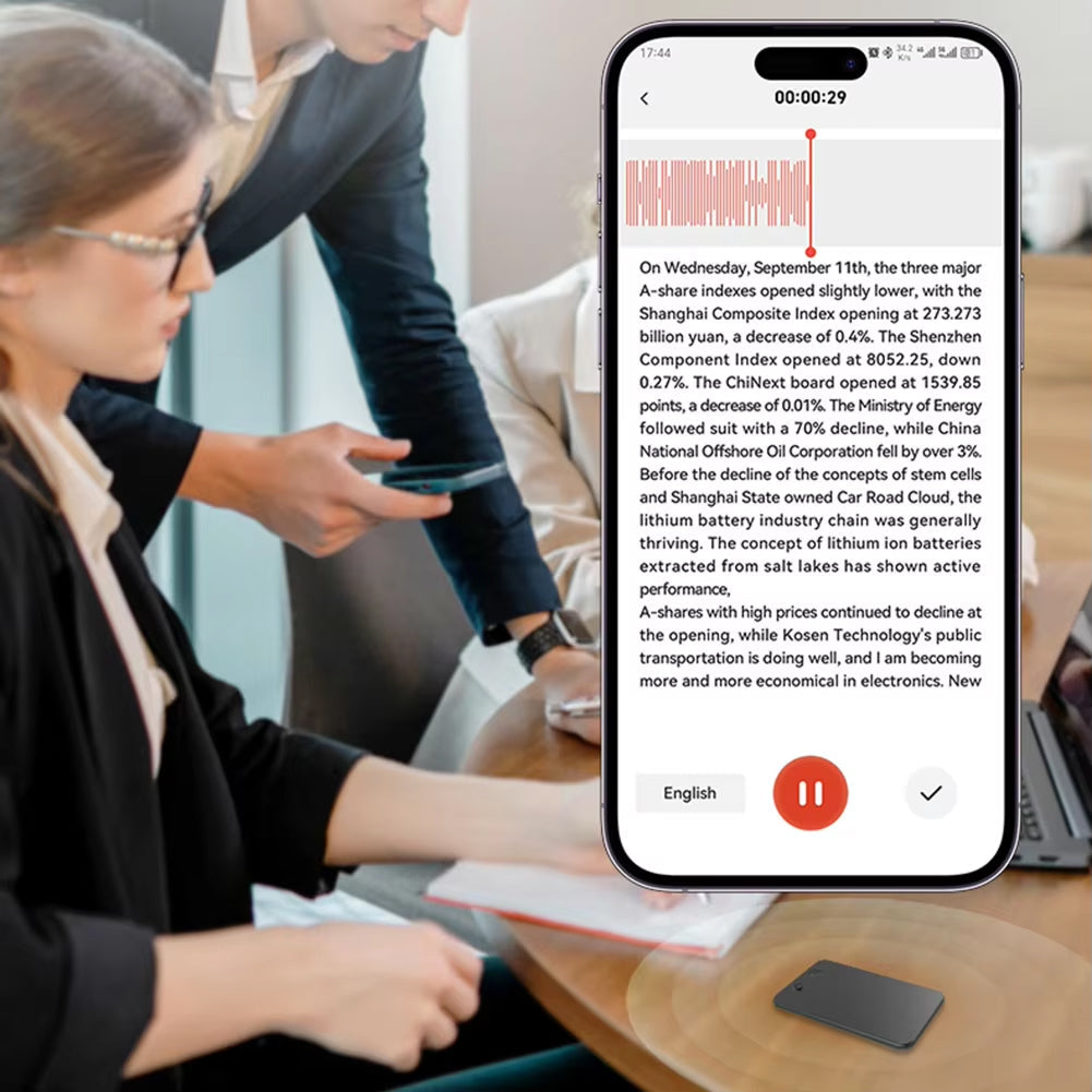 EchoScrib AI Voice Recorder - Best Meeting Transcription Device - 59-Language Real-Time Translation, AI Noise Reduction & 600 Mins Free Monthly Credit