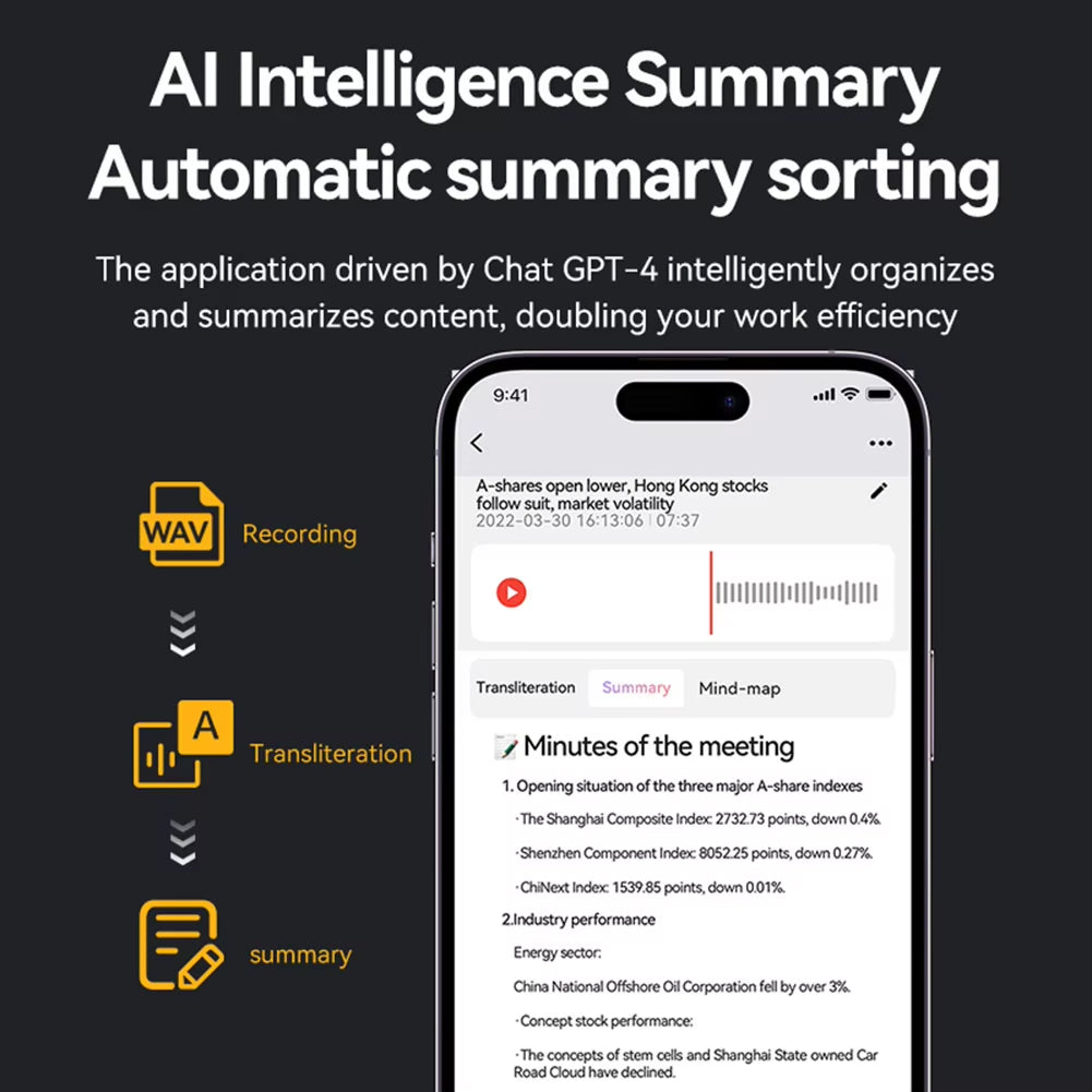 EchoScrib AI Voice Recorder - Best Meeting Transcription Device - 59-Language Real-Time Translation, AI Noise Reduction & 600 Mins Free Monthly Credit