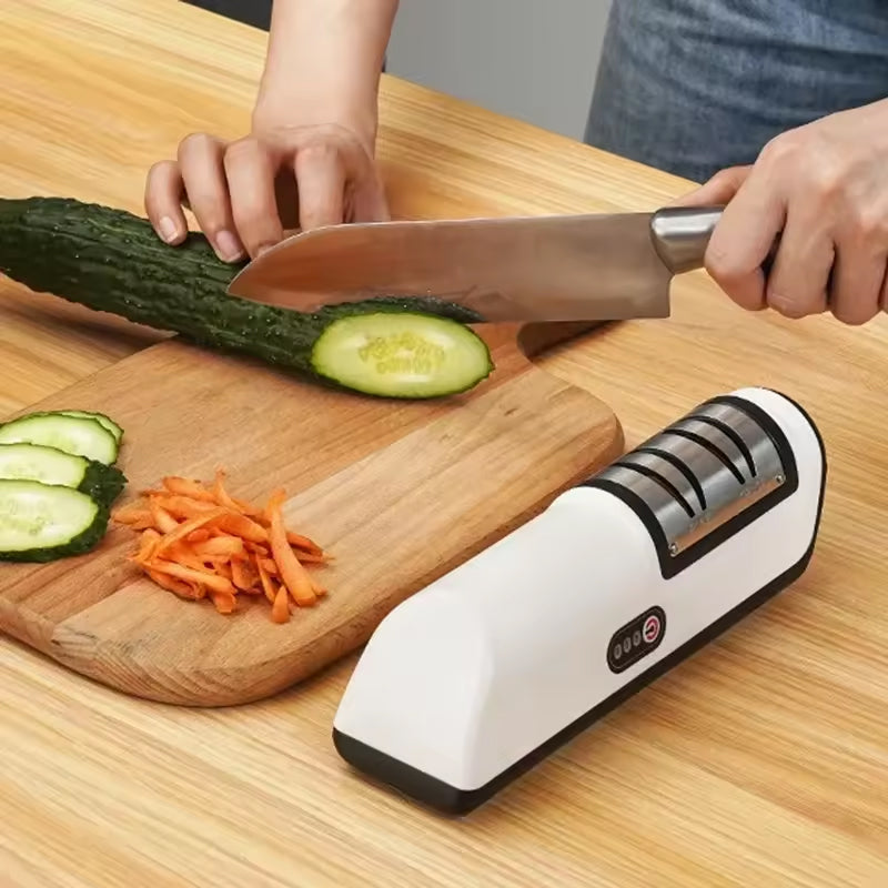 ElecKnyf Electric Knife Sharpener | Two Speed System | Wireless Battery | One Touch Control | Safe Slot Design