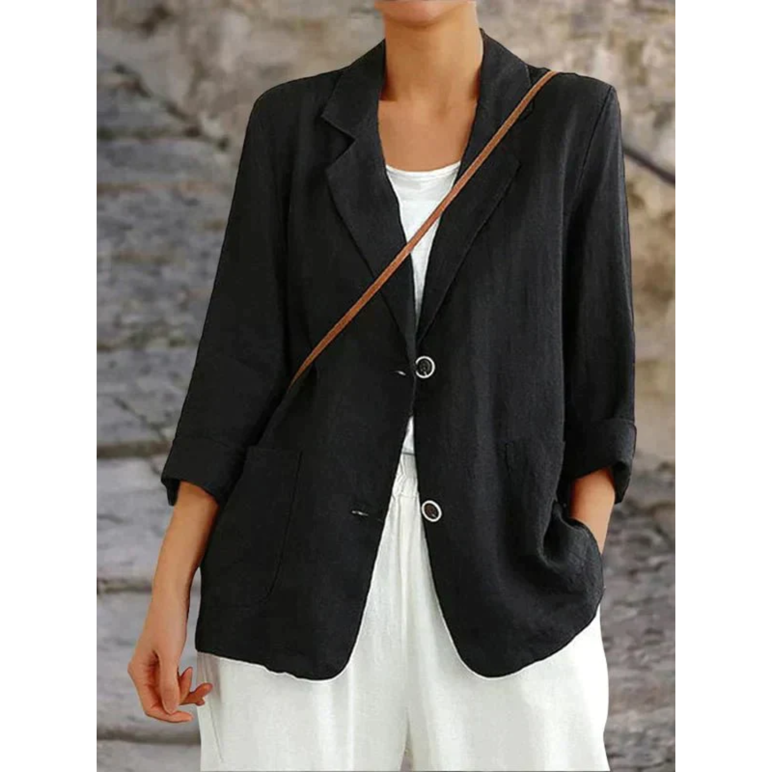 Women’s Linen Blazer – Lightweight Elegant Breathable Smart Casual Tailored Jacket