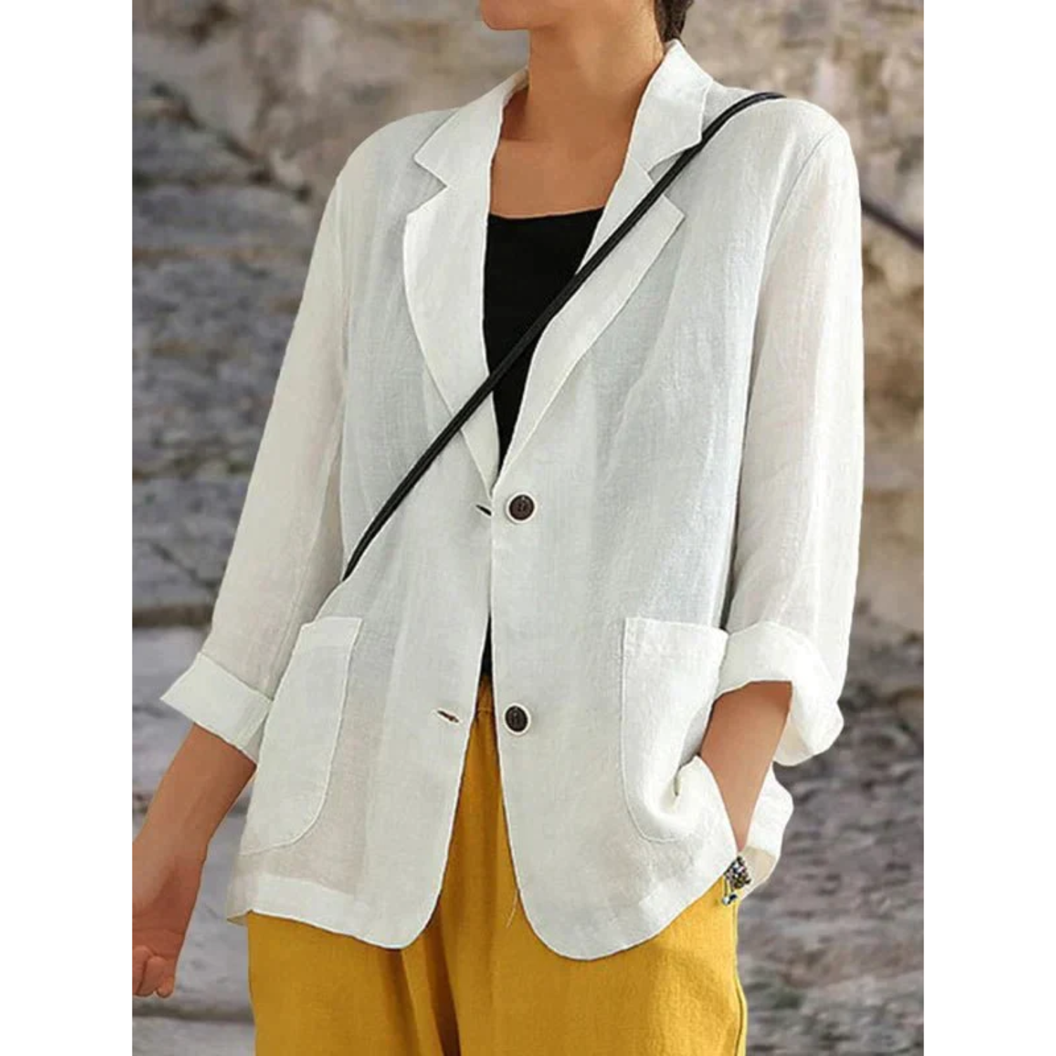 Women’s Linen Blazer – Lightweight Elegant Breathable Smart Casual Tailored Jacket